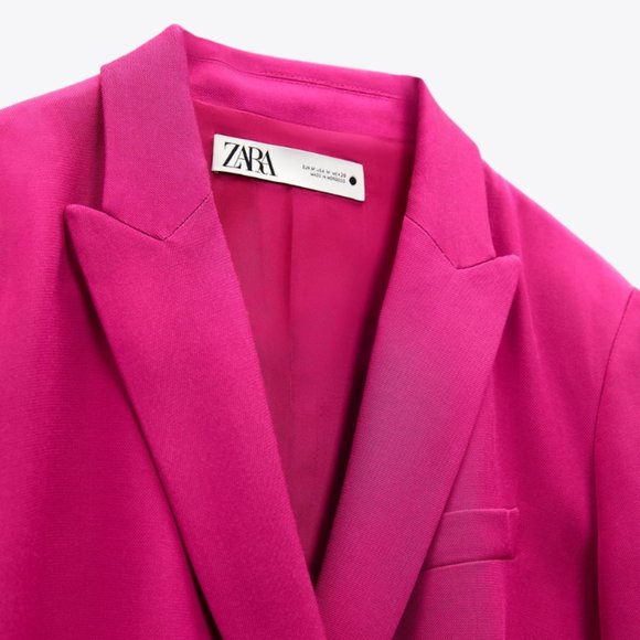 ZARA Women NEW Double Breasted FLOWY BUTTONED BLAZER FUCHSIA 2991/452 - Picture 7 of 9